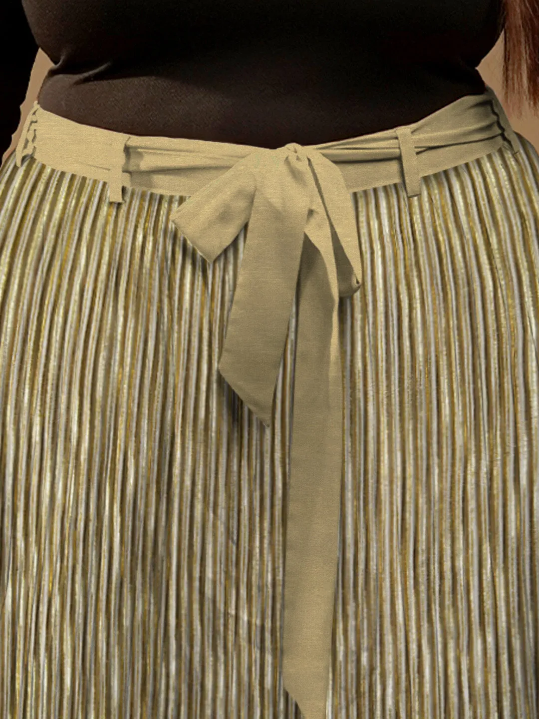 Golden Textured Midi Skirt