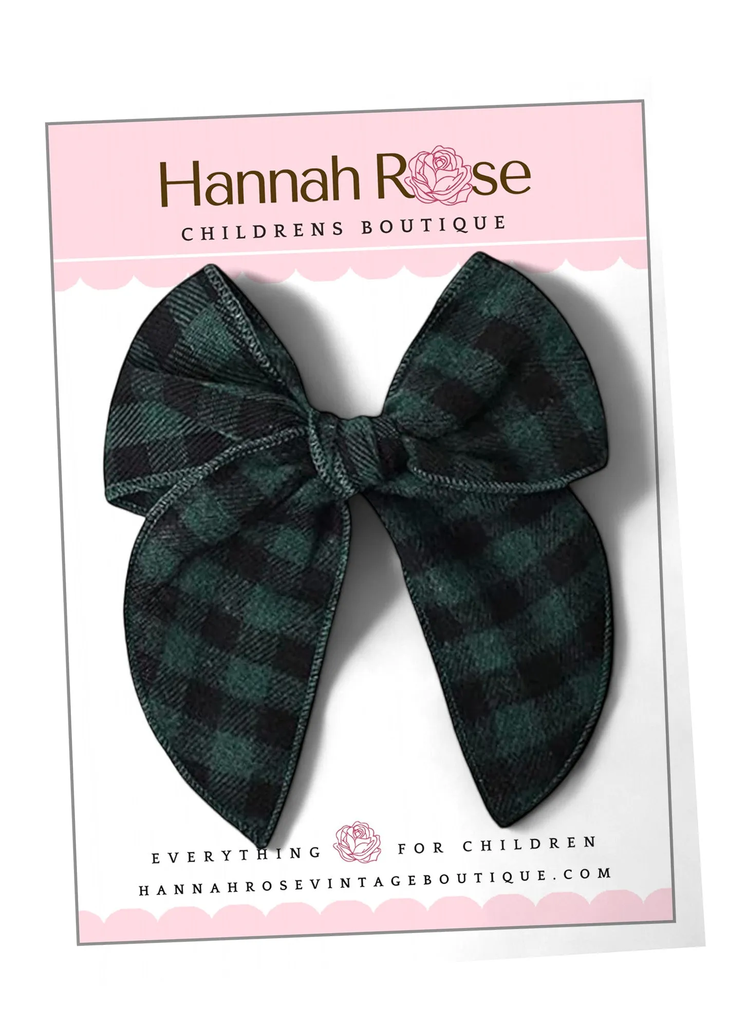Green Check Christmas Fable Bow