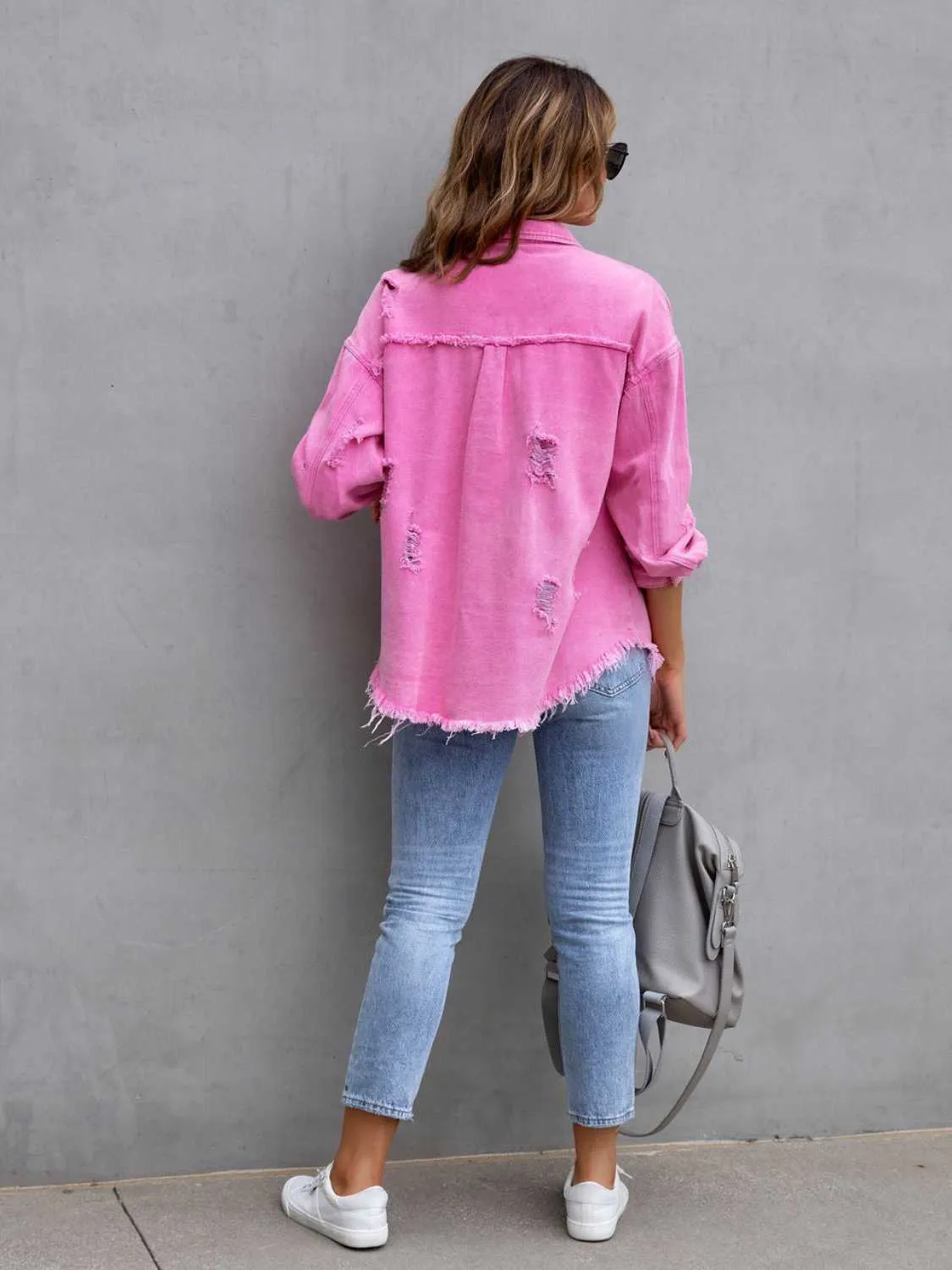 GYPSY - Distressed Shacket Denim Jacket