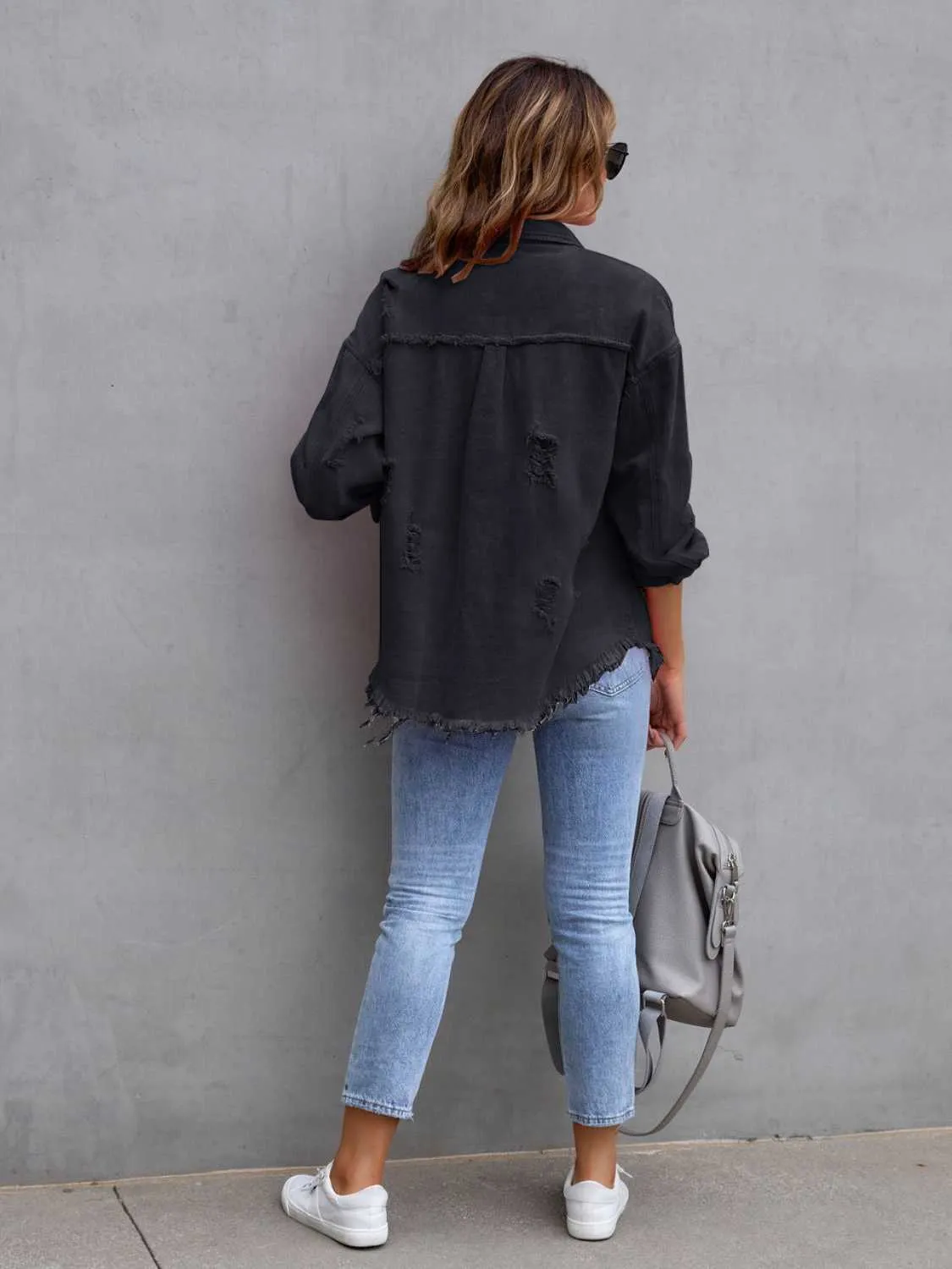 GYPSY - Distressed Shacket Denim Jacket