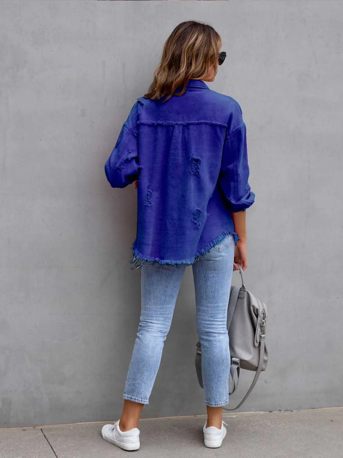 GYPSY - Distressed Shacket Denim Jacket