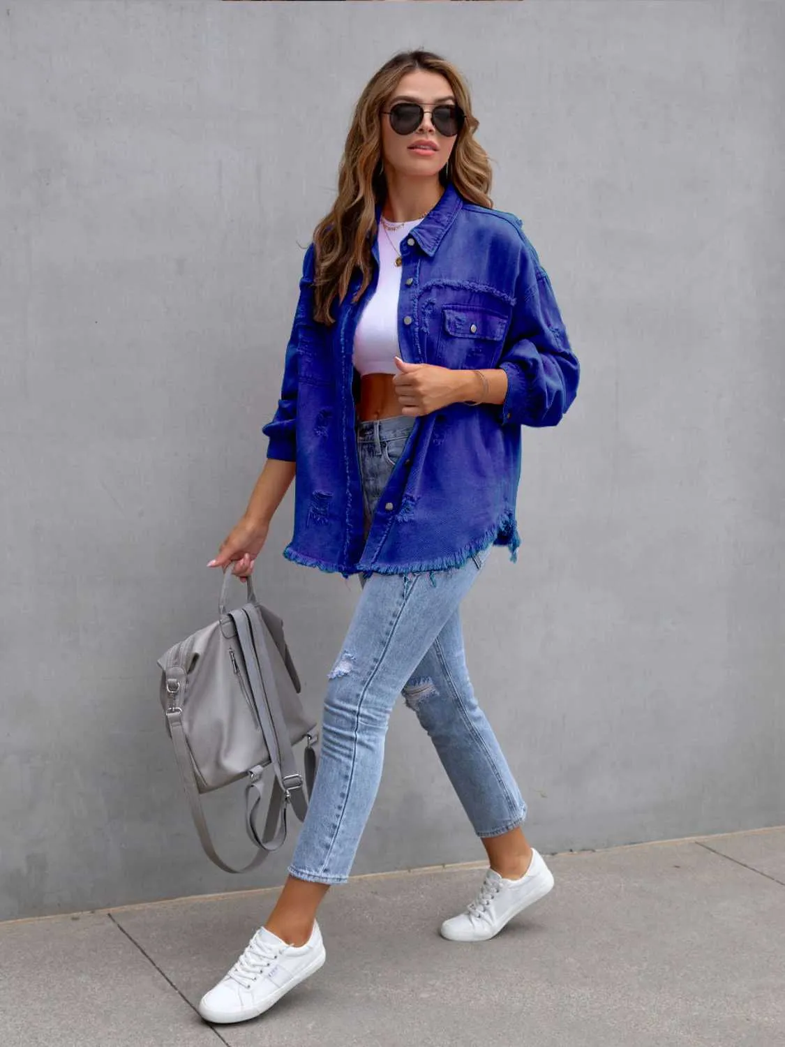 GYPSY - Distressed Shacket Denim Jacket
