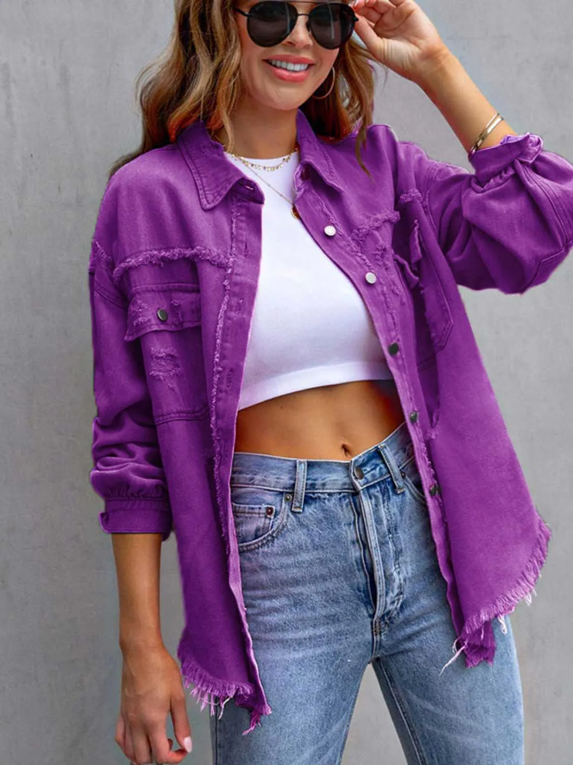 GYPSY - Distressed Shacket Denim Jacket