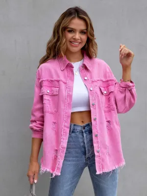 GYPSY - Distressed Shacket Denim Jacket