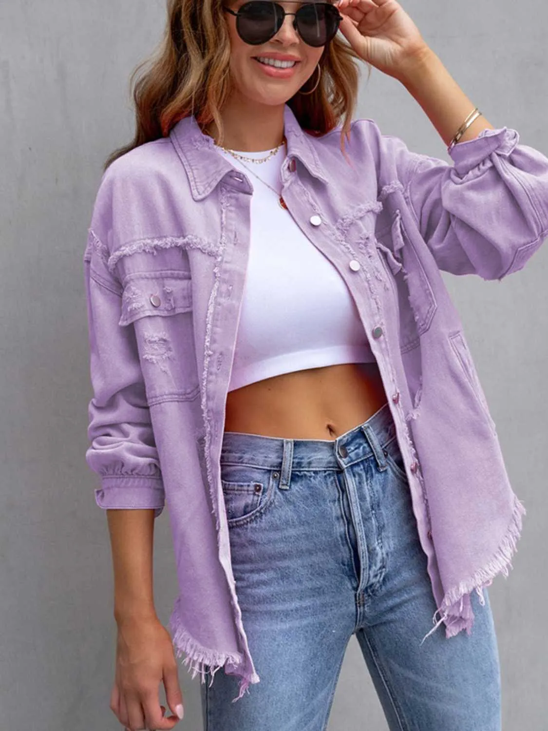 GYPSY - Distressed Shacket Denim Jacket