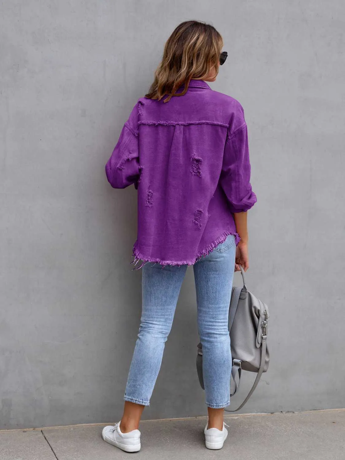 GYPSY - Distressed Shacket Denim Jacket