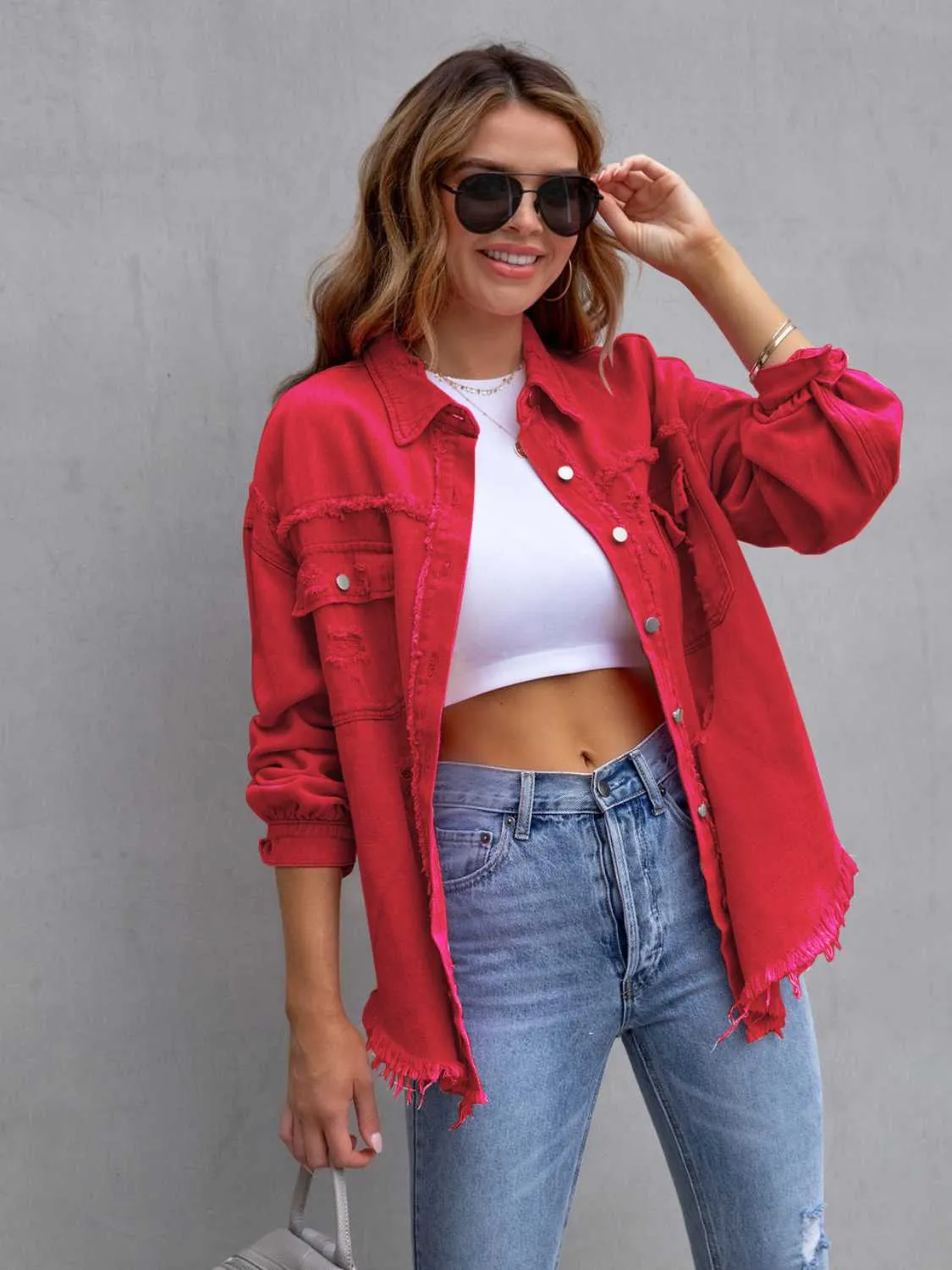 GYPSY - Distressed Shacket Denim Jacket