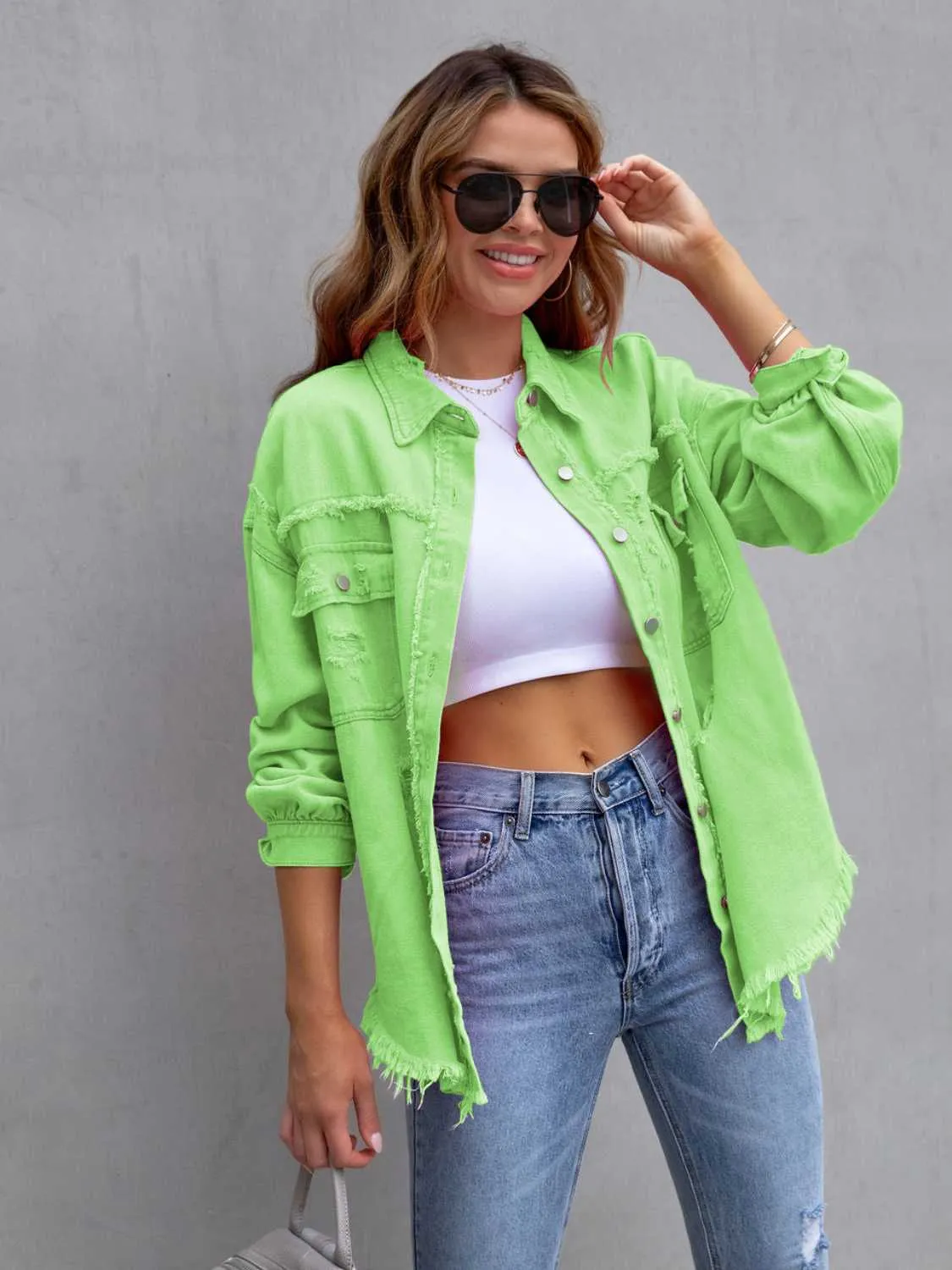 GYPSY - Distressed Shacket Denim Jacket