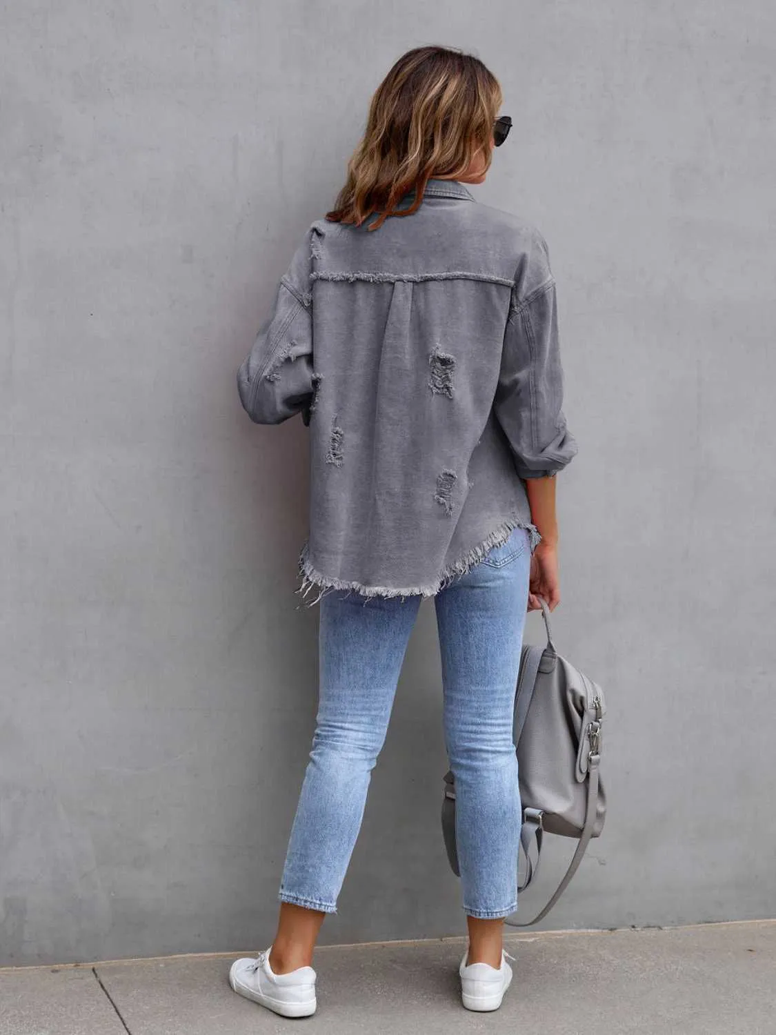 GYPSY - Distressed Shacket Denim Jacket