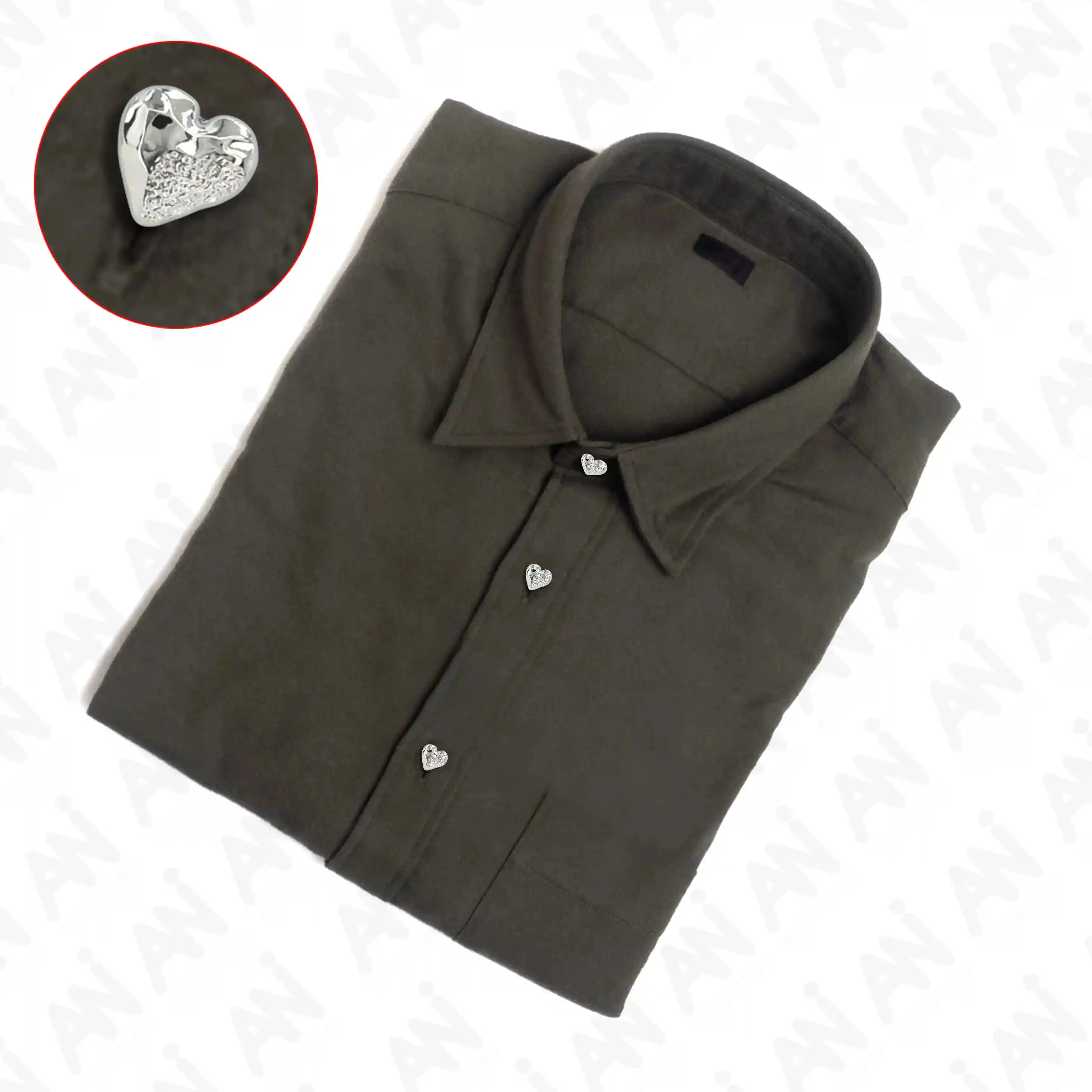 Hammered Heart Shape Shirt Button