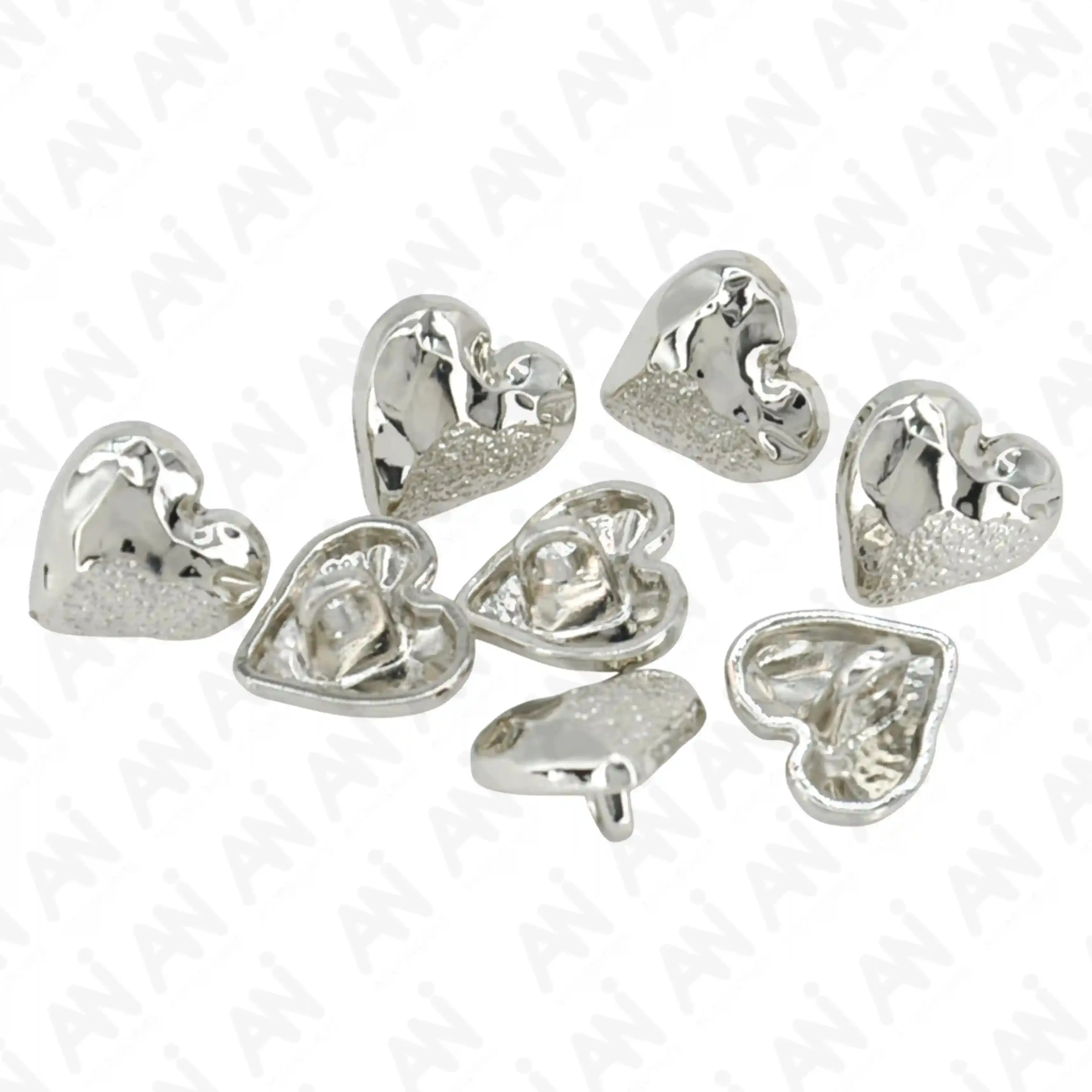 Hammered Heart Shape Shirt Button