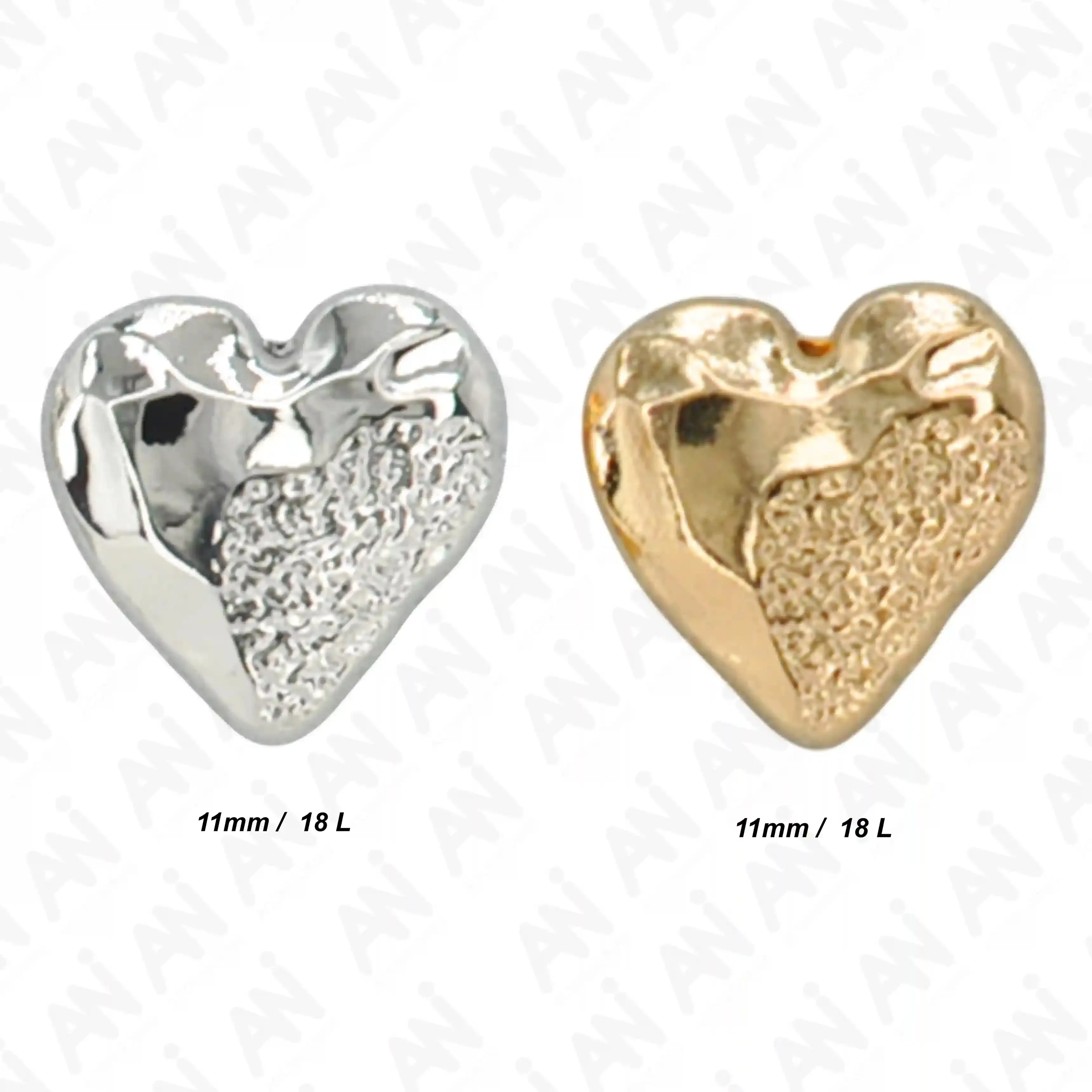 Hammered Heart Shape Shirt Button