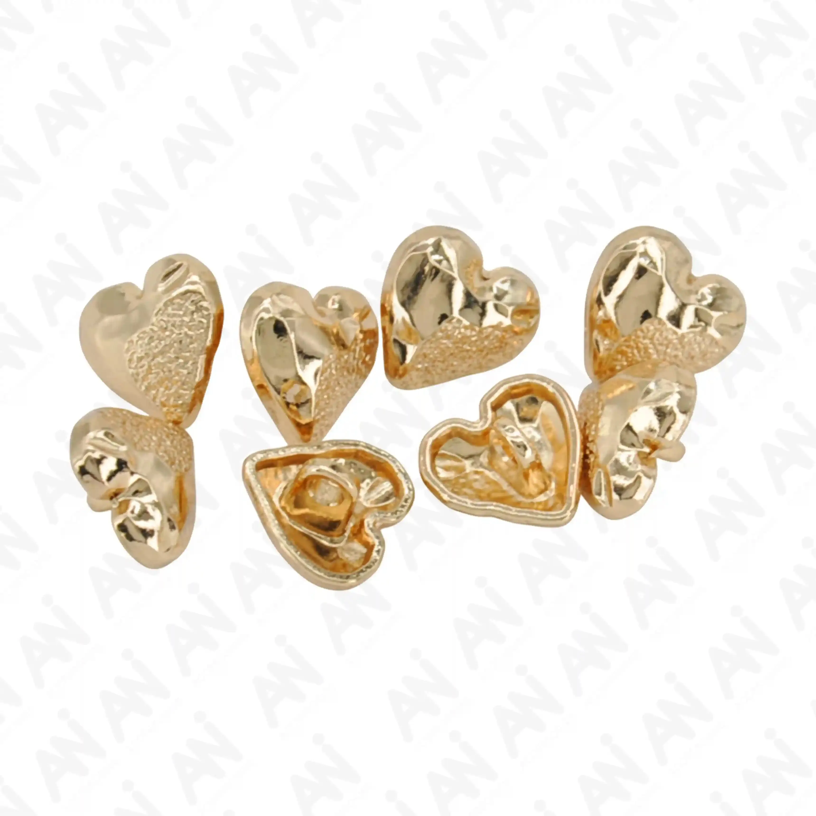Hammered Heart Shape Shirt Button