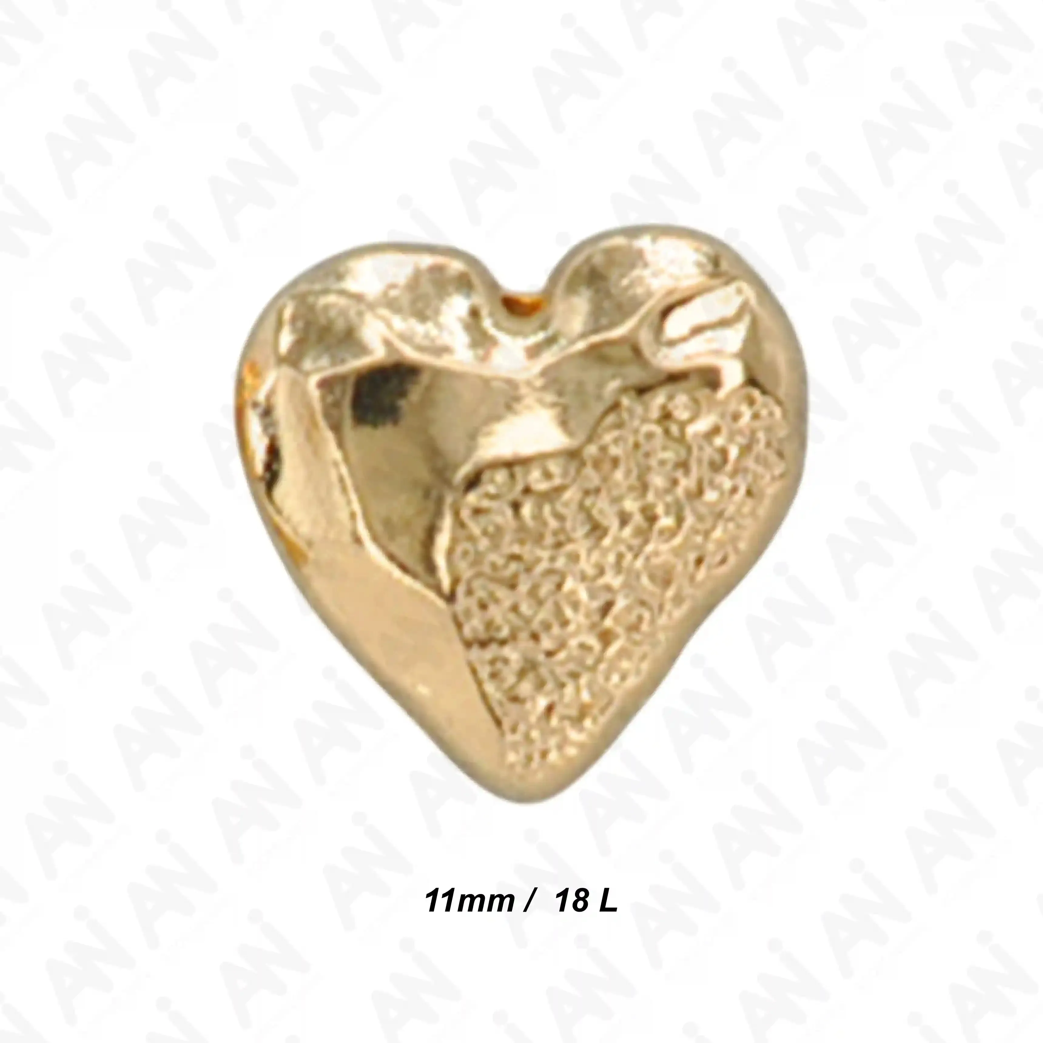 Hammered Heart Shape Shirt Button