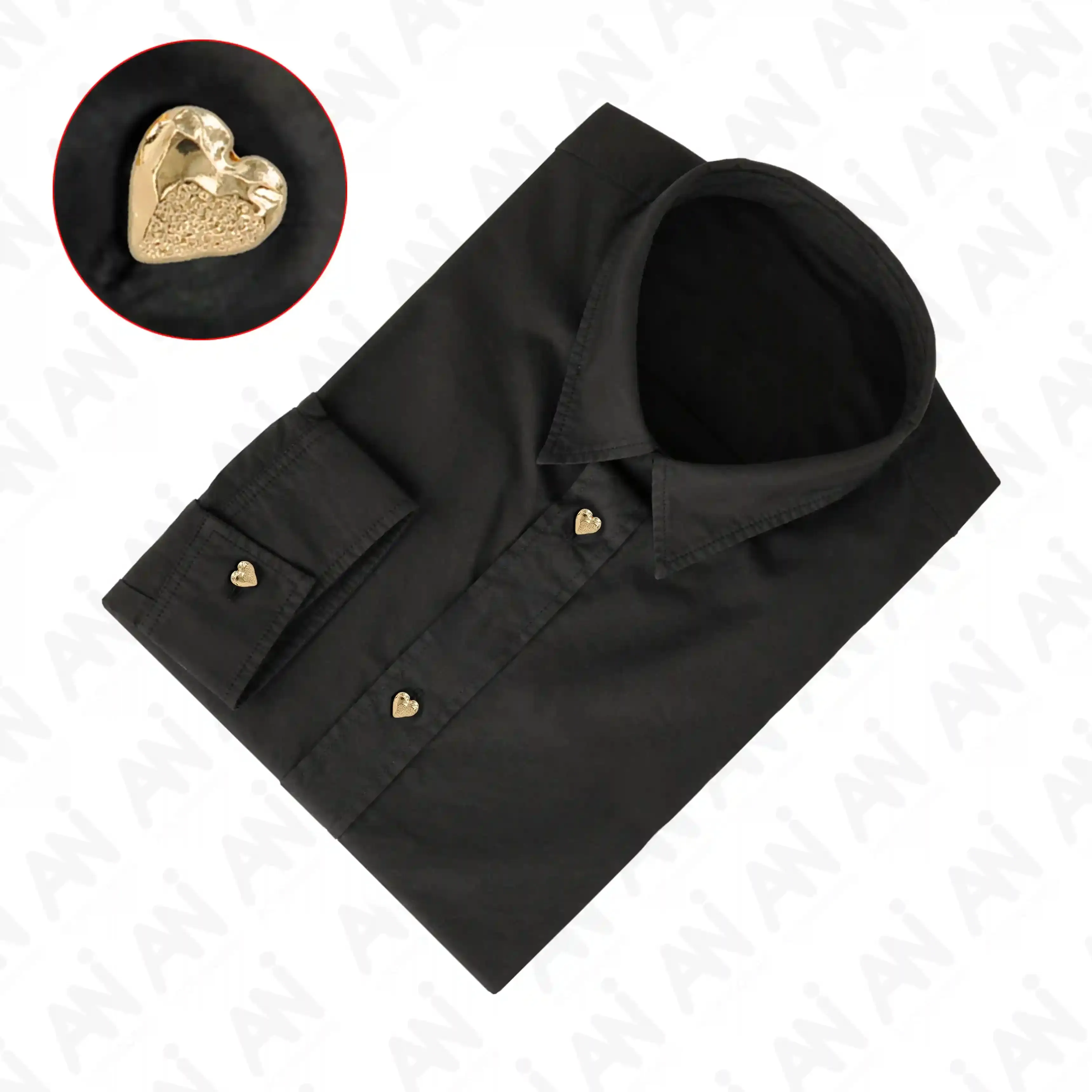 Hammered Heart Shape Shirt Button