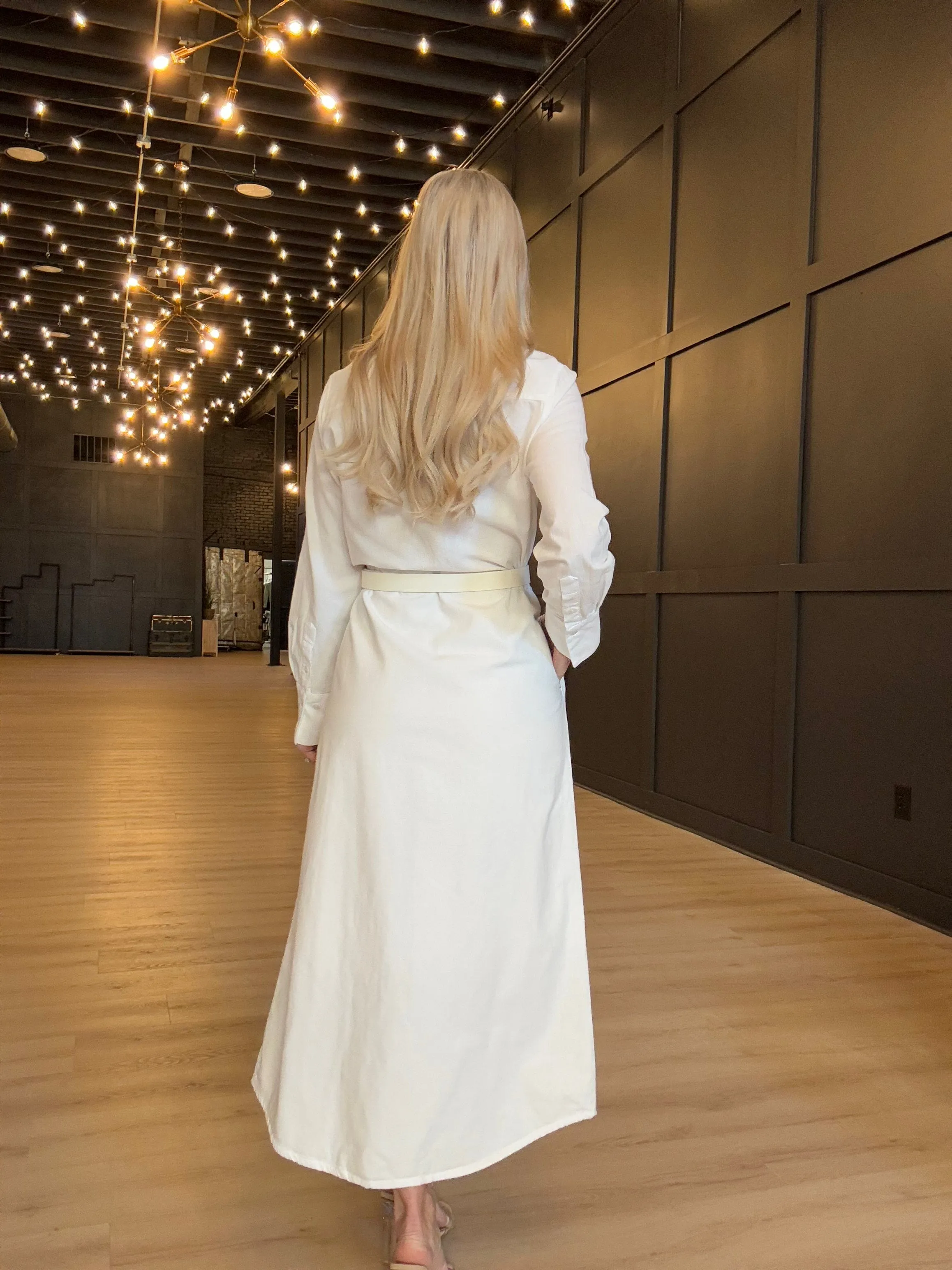 Hancock Alamo Button Down Maxi Dress In Tocuyo White