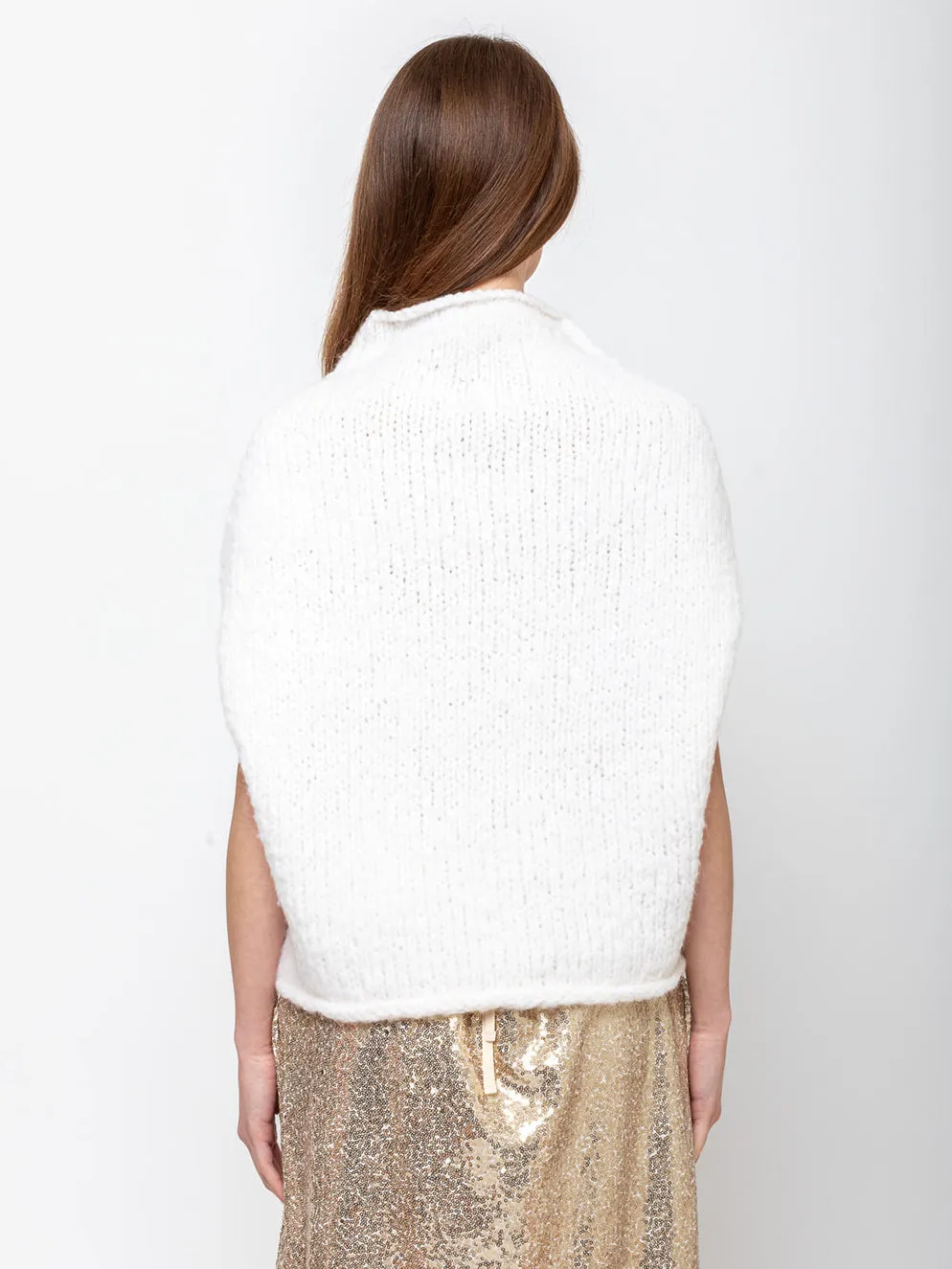 Hand Knit Shoulder Shell - White
