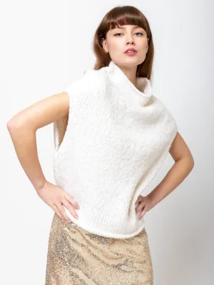 Hand Knit Shoulder Shell - White