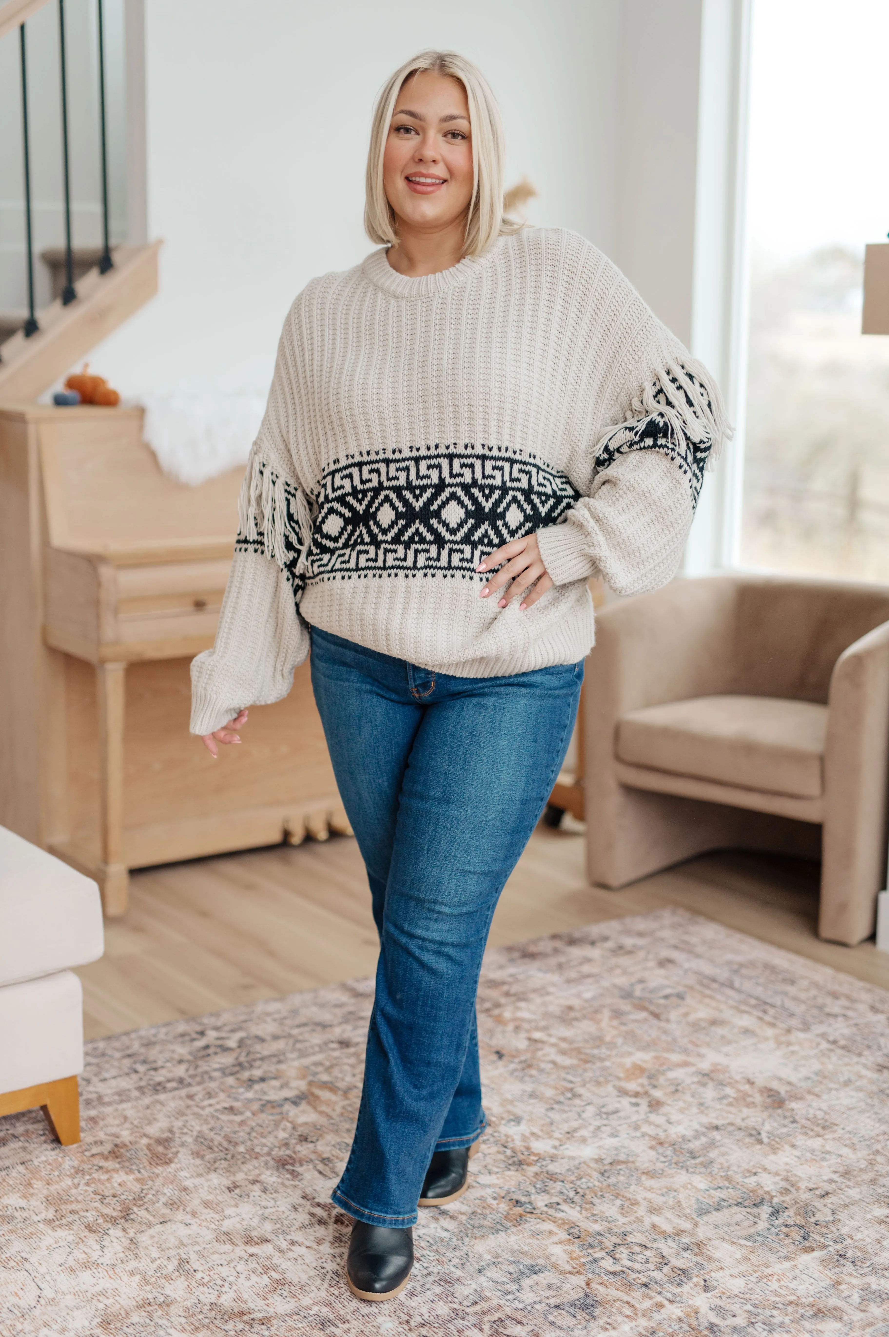 Hazel Blues® |  Don't Waver Fringe Detail Sweater