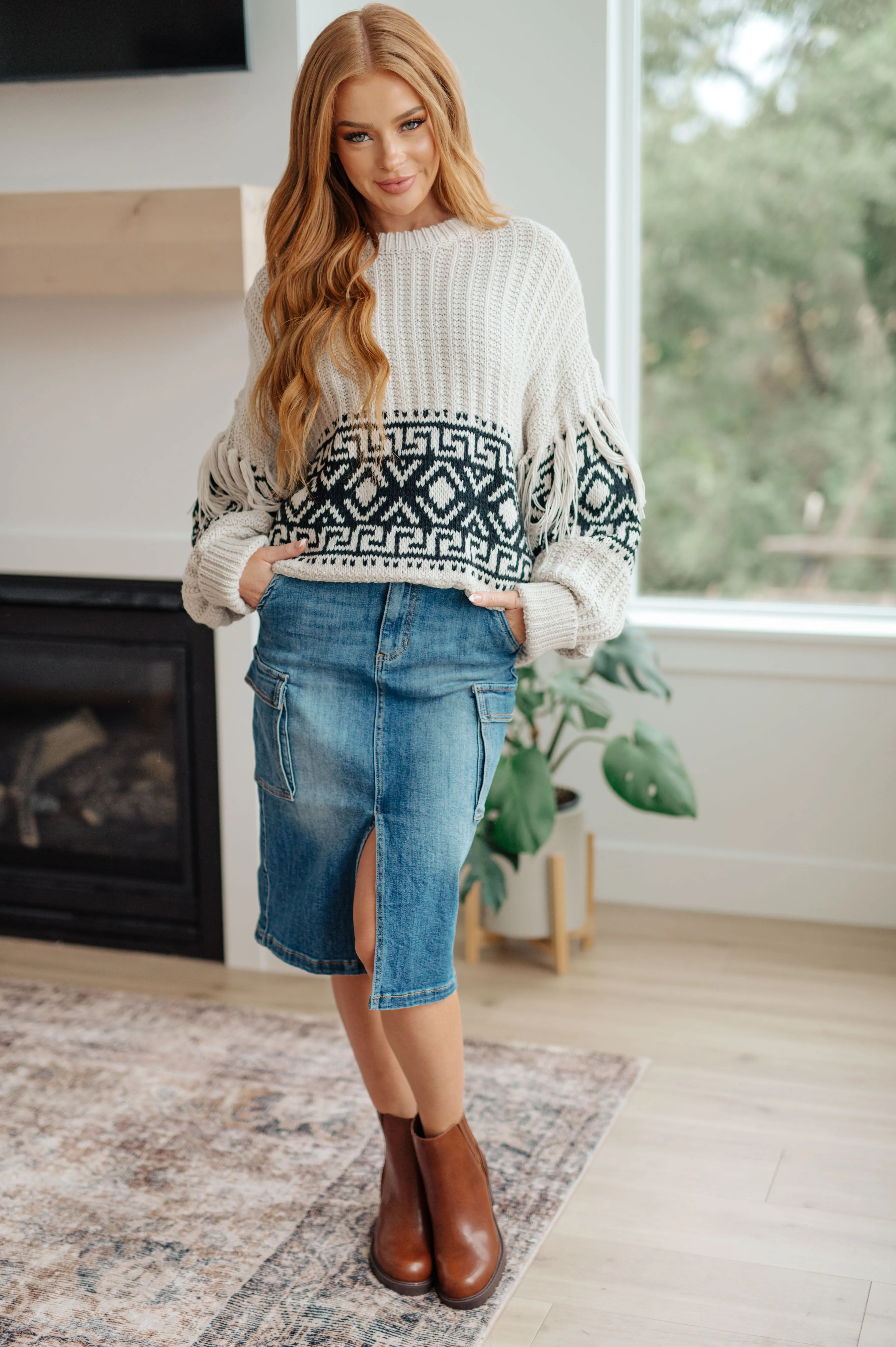 Hazel Blues® |  Don't Waver Fringe Detail Sweater