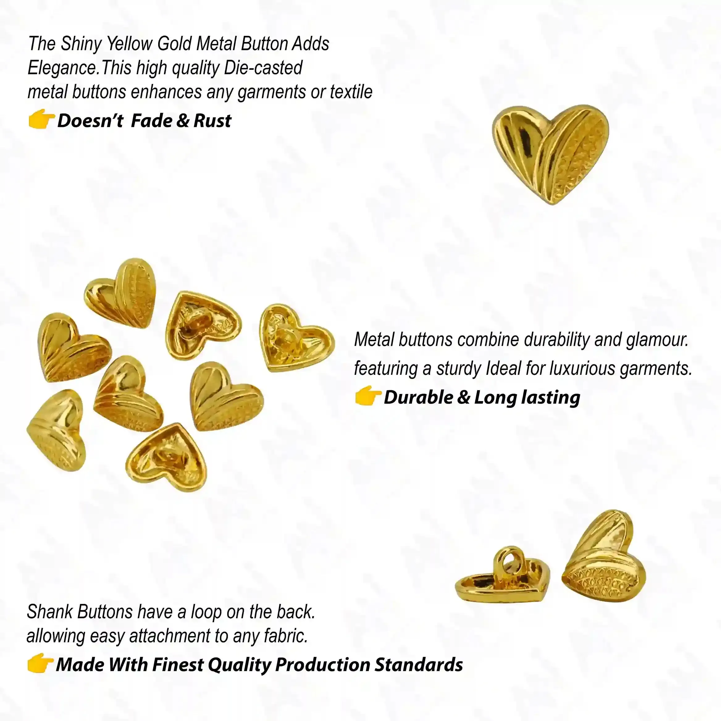 Heart Shape Metal Shirt Buttons