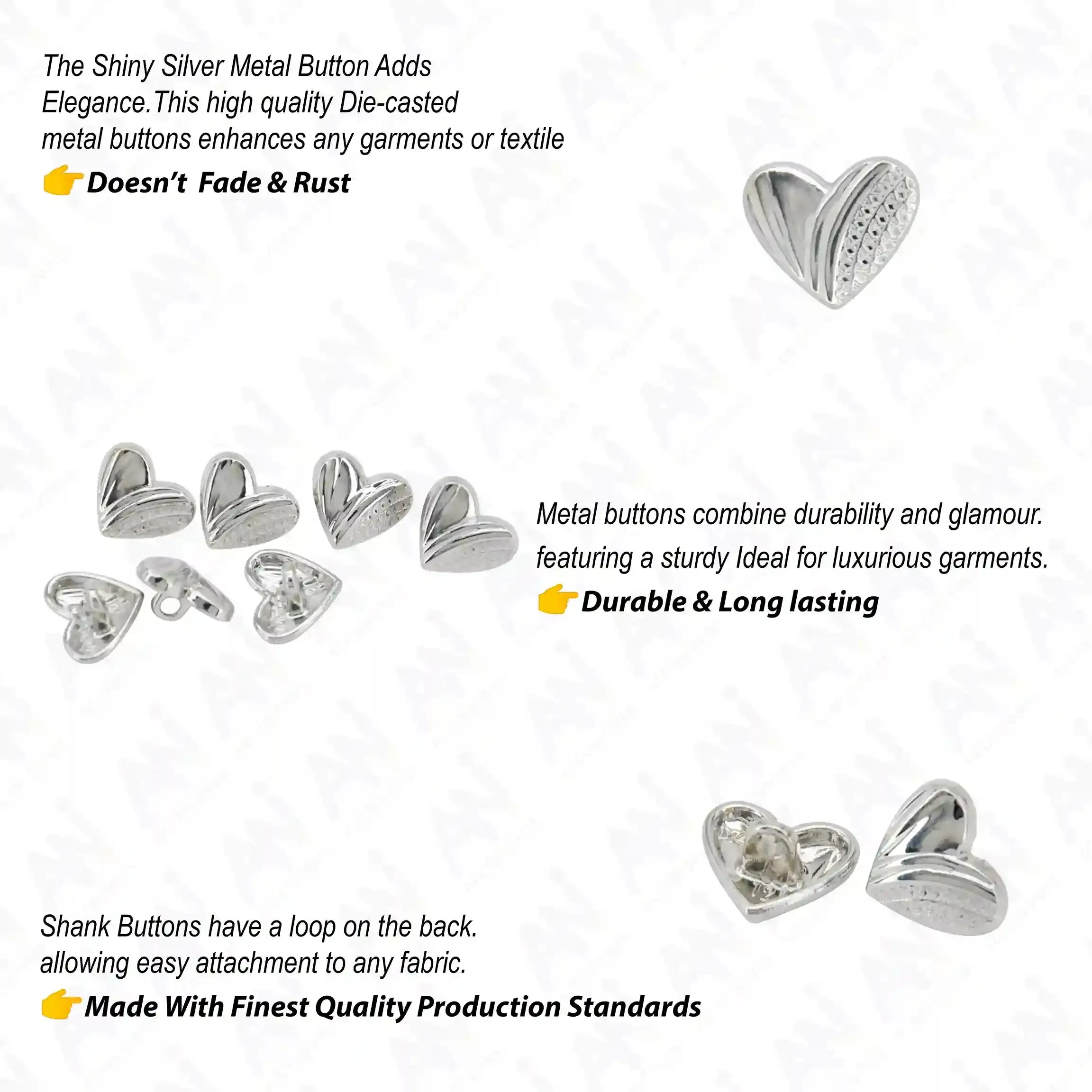 Heart Shape Metal Shirt Buttons
