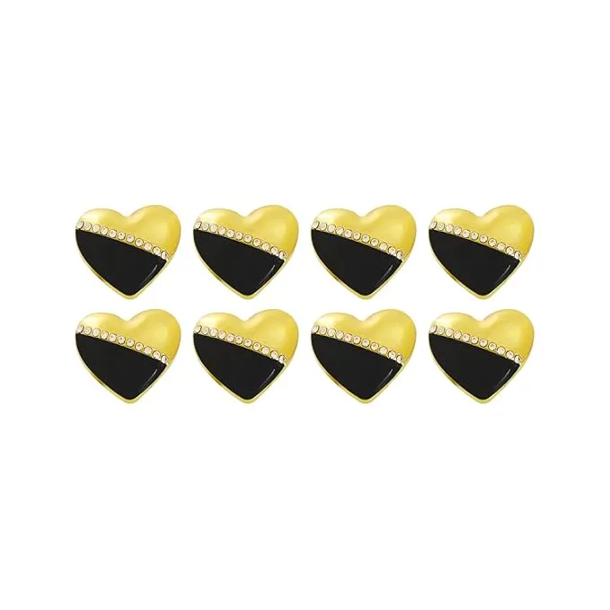 Heart-Shaped Pearl Silver Accents Metal Buttons