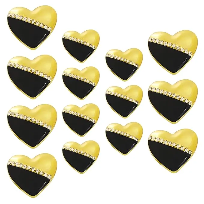 Heart-Shaped Pearl Silver Accents Metal Buttons