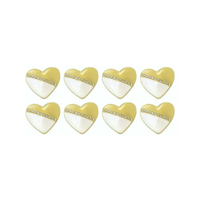 Heart-Shaped Pearl Silver Accents Metal Buttons
