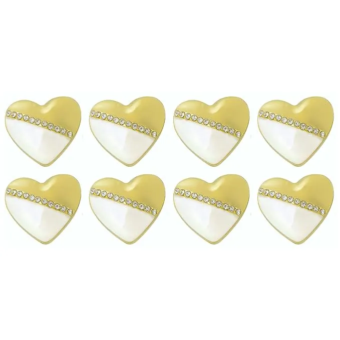 Heart-Shaped Pearl Silver Accents Metal Buttons