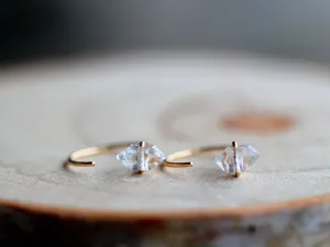 Herkimer Diamond Huggie Hoop Earrings