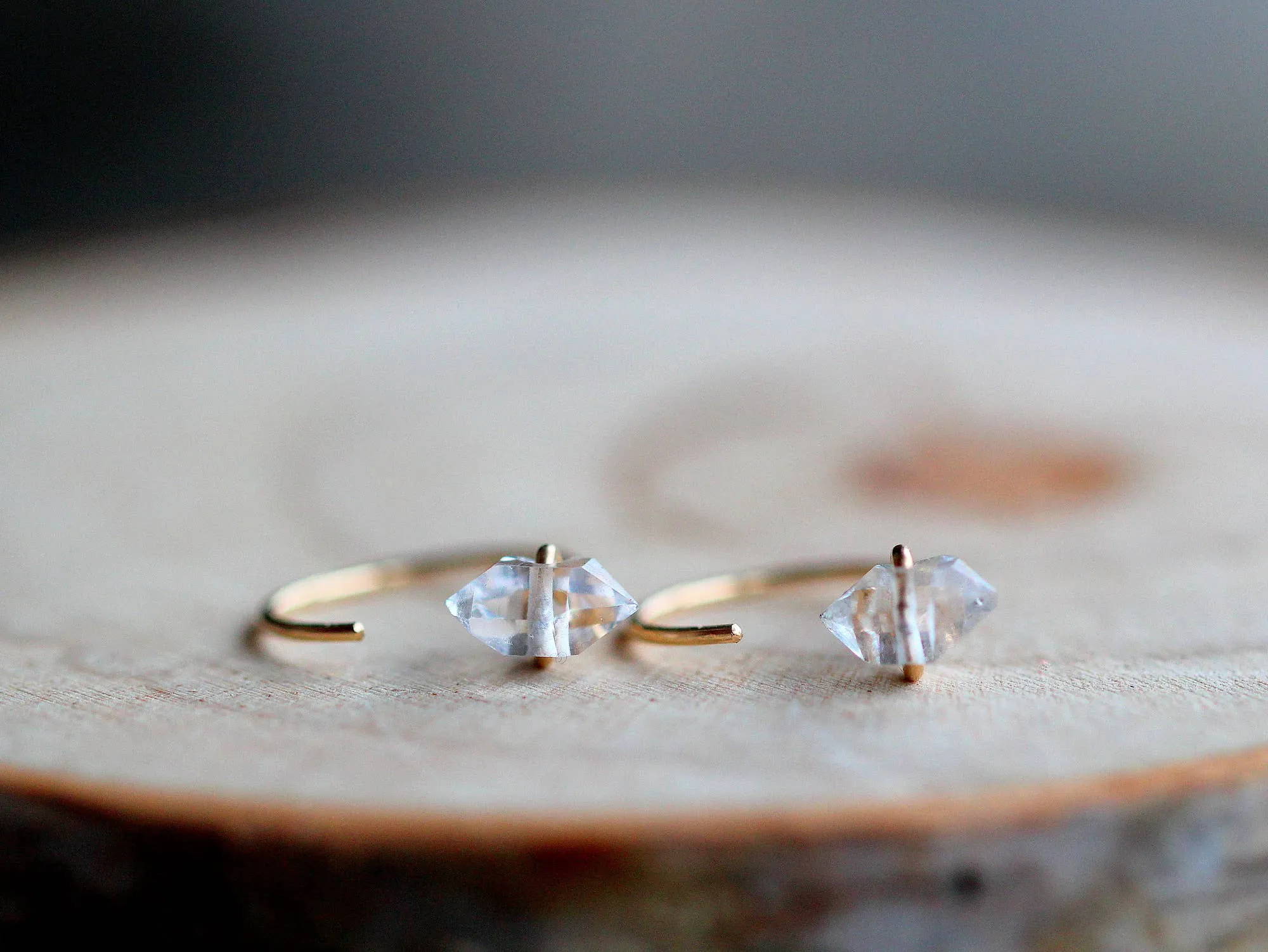 Herkimer Diamond Huggie Hoop Earrings