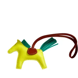 Hermes Lime Menthe Fauve Rodeo Leather Charm PM