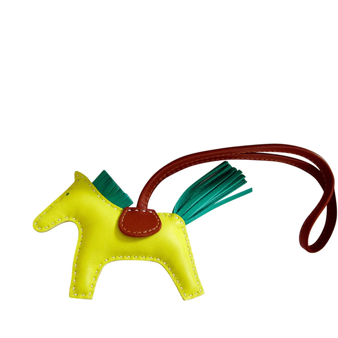 Hermes Lime Menthe Fauve Rodeo Leather Charm PM