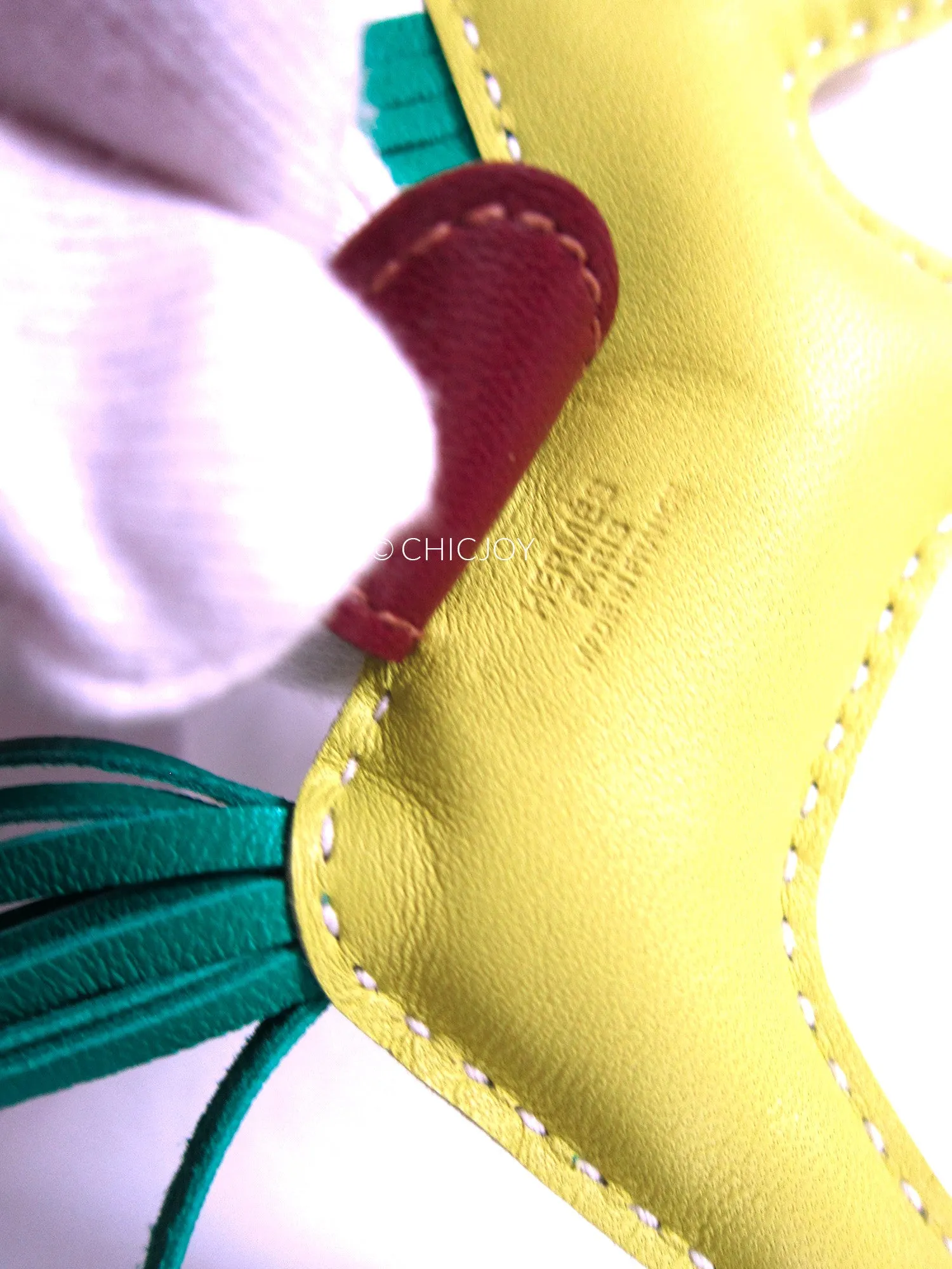 Hermes Lime Menthe Fauve Rodeo Leather Charm PM