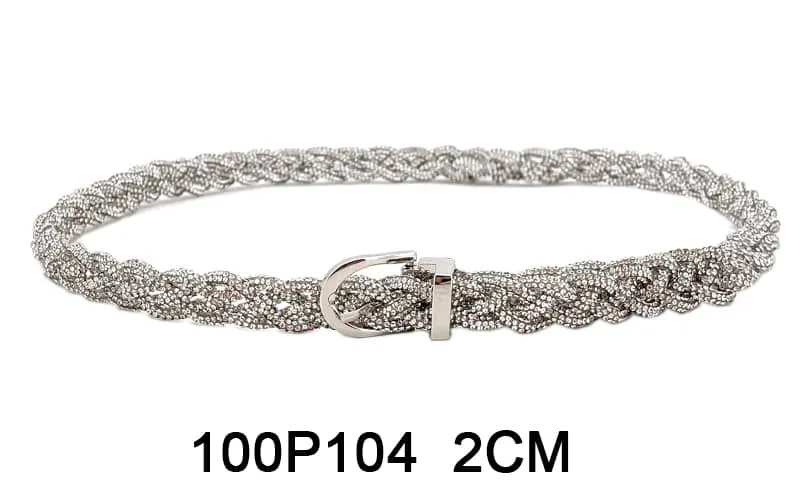 High Fashion Premium Women Belts for Club and Party Dresses (Braided Silver)