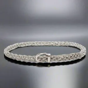 High Fashion Premium Women Belts for Club and Party Dresses (Braided Silver)