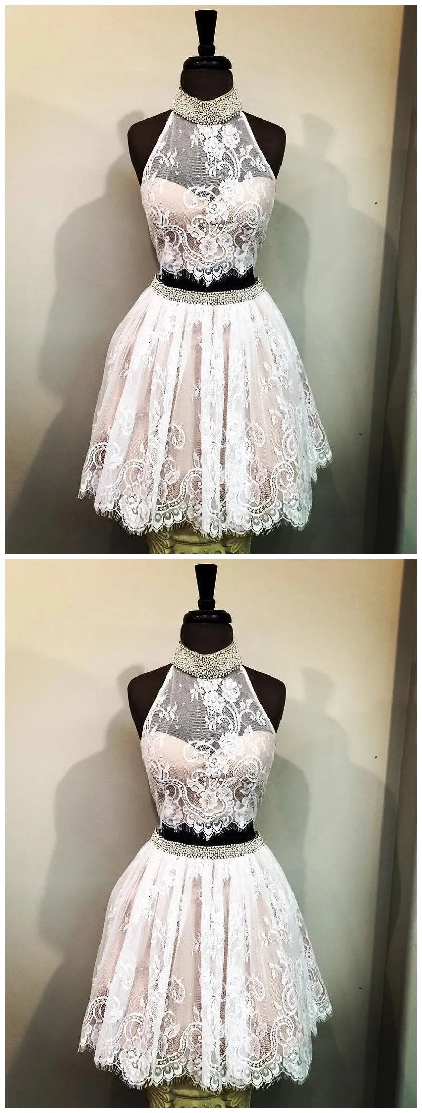 High Neck See Through Rhinestone Cute Pink Homecoming Dresses 2018, BDY0171
