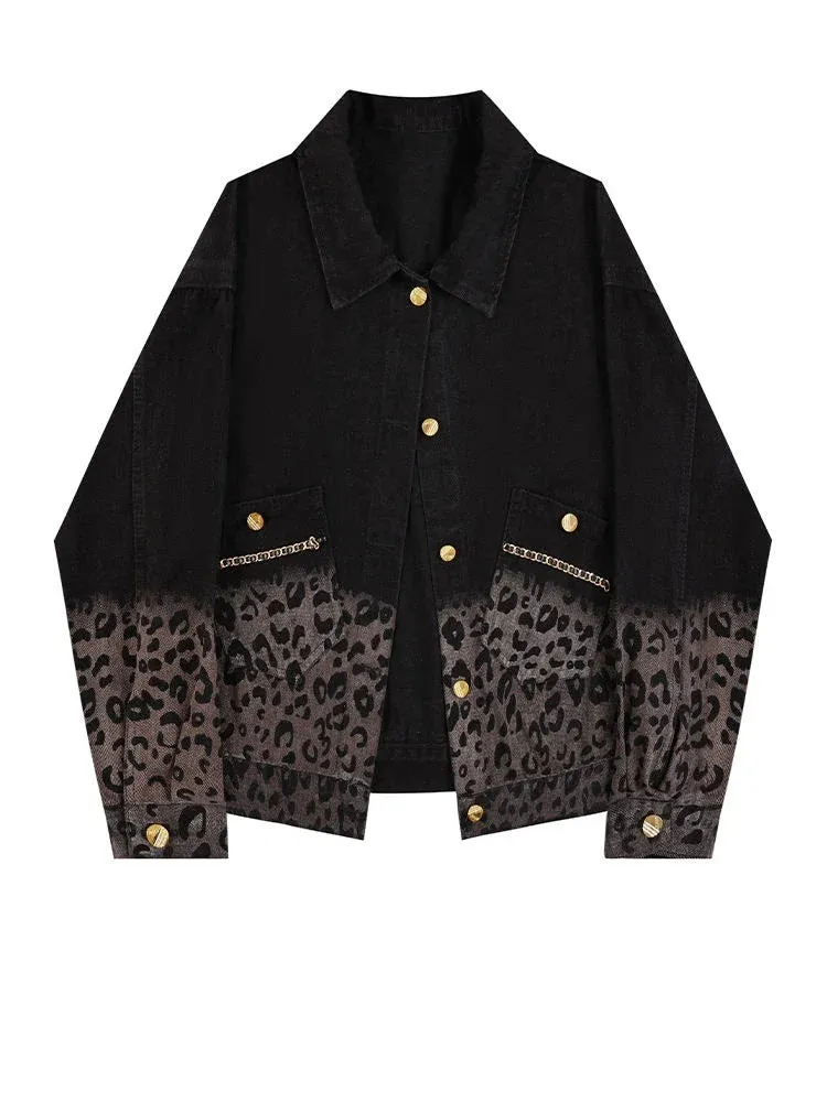 Hilda™ | Leopard Gradient Fit Denim Jacket