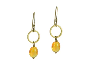 Honey Baltic Amber Brass Circle Earrings