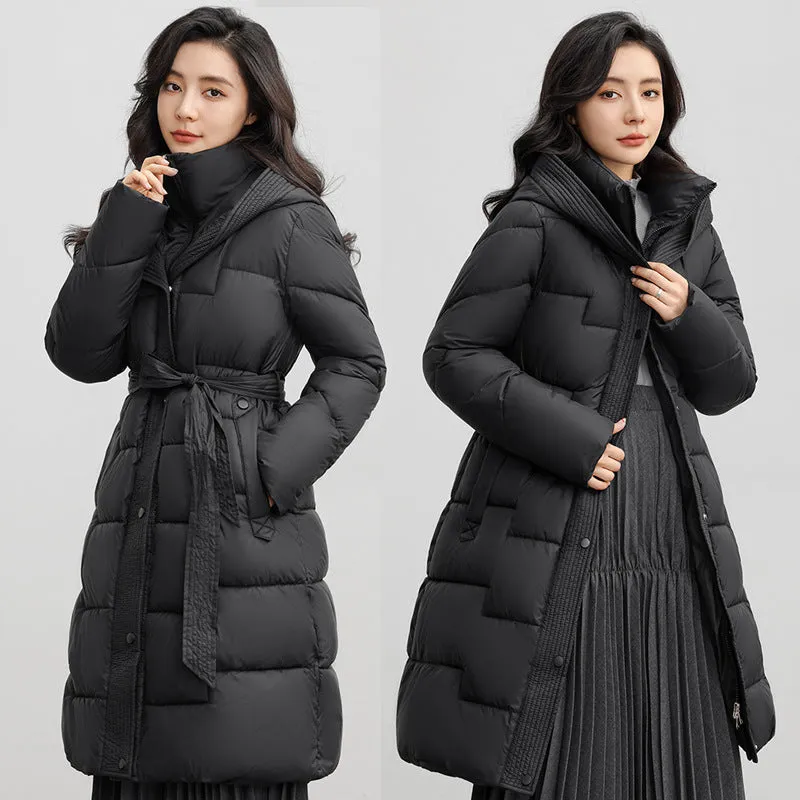 Hooded Thickened Puffer Jacket for Women with Quilted Warmth