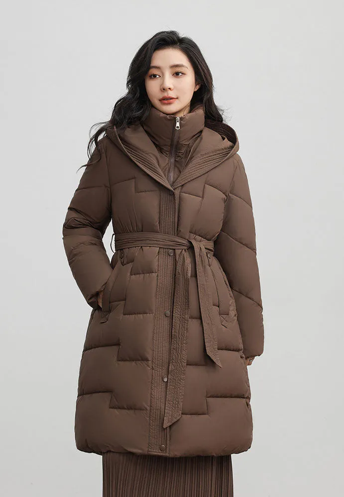 Hooded Thickened Puffer Jacket for Women with Quilted Warmth