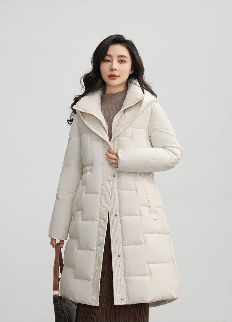 Hooded Thickened Puffer Jacket for Women with Quilted Warmth