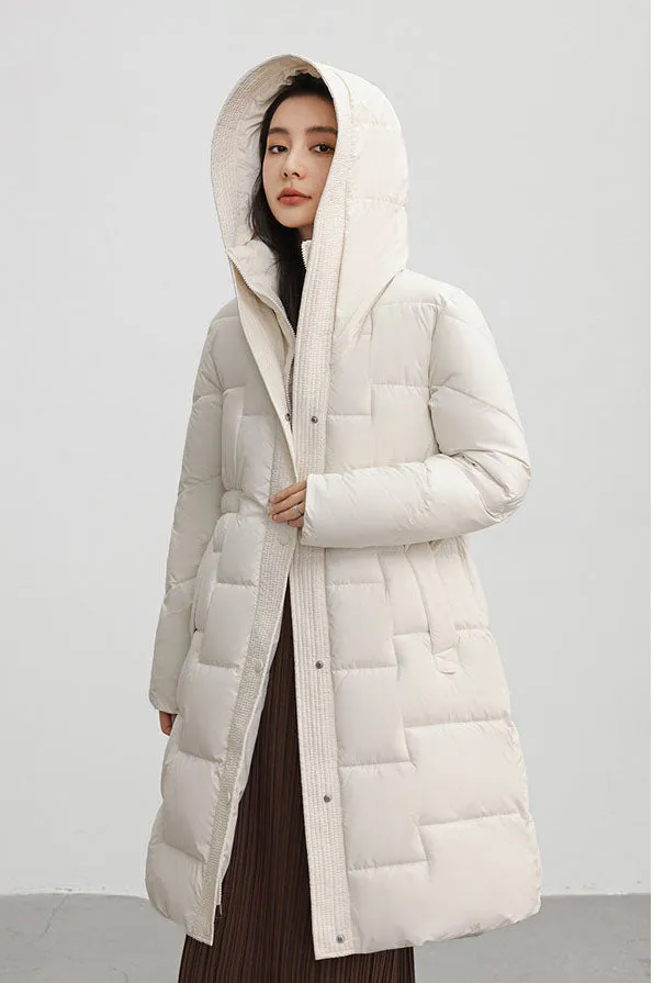 Hooded Thickened Puffer Jacket for Women with Quilted Warmth
