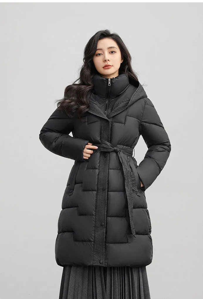 Hooded Thickened Puffer Jacket for Women with Quilted Warmth