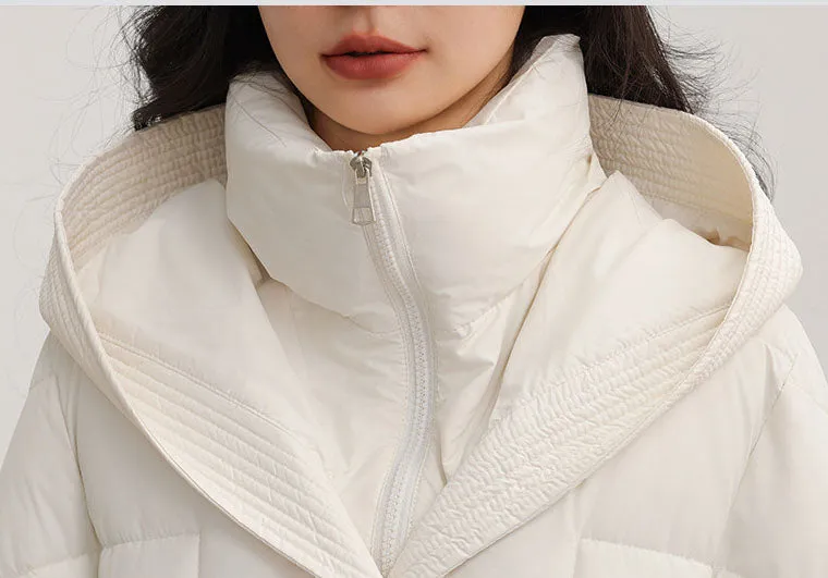 Hooded Thickened Puffer Jacket for Women with Quilted Warmth