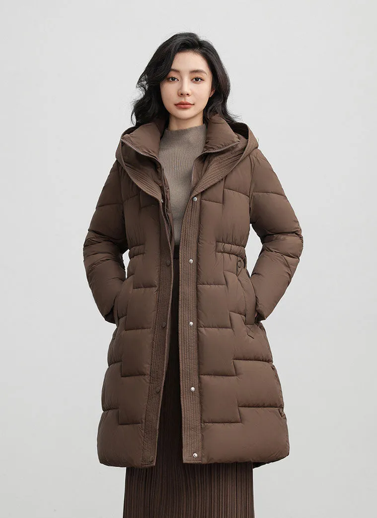 Hooded Thickened Puffer Jacket for Women with Quilted Warmth