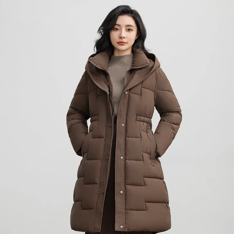 Hooded Thickened Puffer Jacket for Women with Quilted Warmth