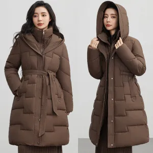 Hooded Thickened Puffer Jacket for Women with Quilted Warmth