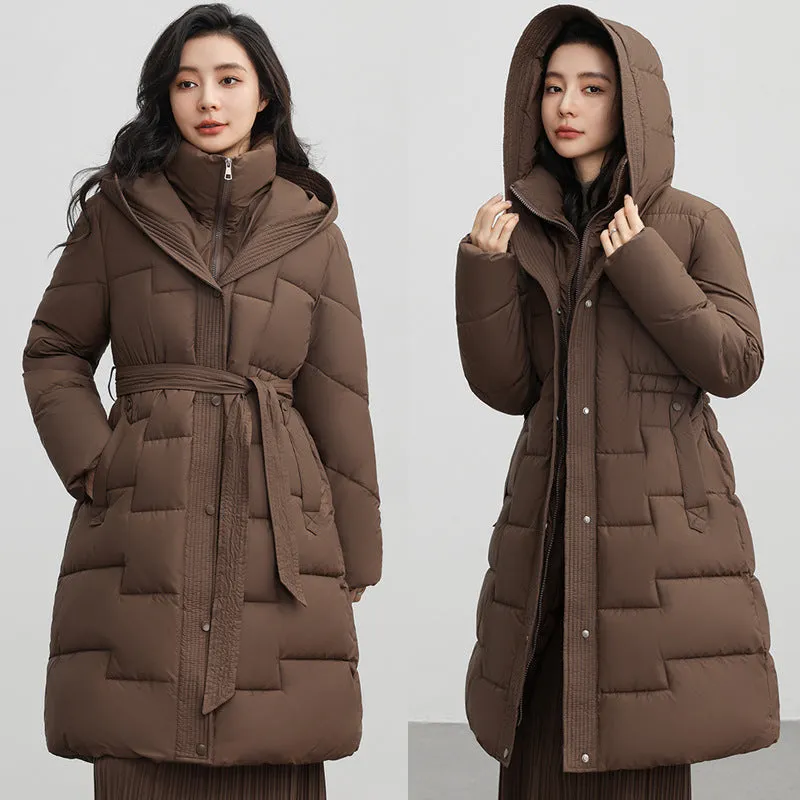 Hooded Thickened Puffer Jacket for Women with Quilted Warmth